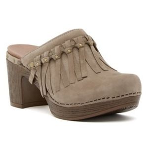 Dansko Deni Taupe Nubuck Leather Mules